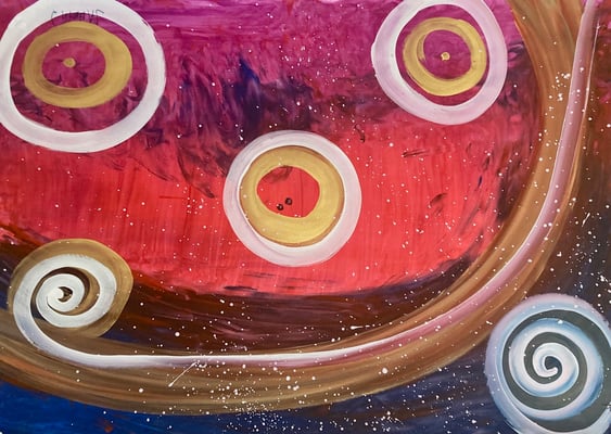 Bild 183: Spiralen01_Erdtöne, Tempera, 70x100