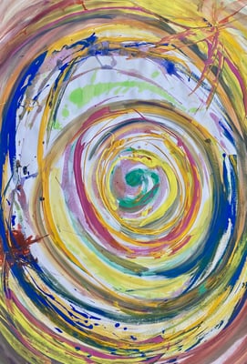 Bild 188: Spiralen07_Clown-farbig, Tempera, 70x100