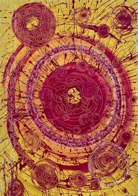 Bild 109: Universum01_rot-weiss-gelb, Mischtechnik, 70x100