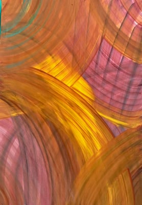 Bild 179: Flowing14_Farn-Rottöne_gelb, Tempera, 70x100