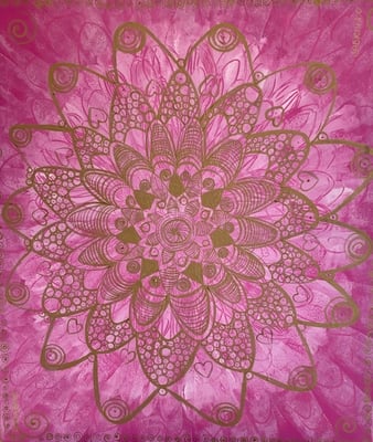 Bild 16: Stern der Fülle, goldig-rosa, Mischtechnik, 70x80, CHF 1260.00