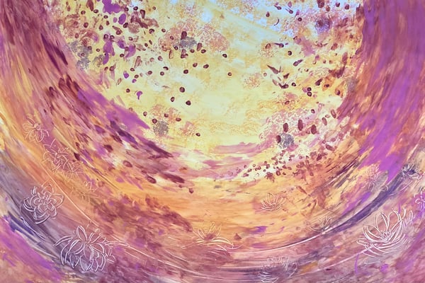 Bild 161: Blütenmeer02_pfirsich-crema-gelb, Tempera, 70x100