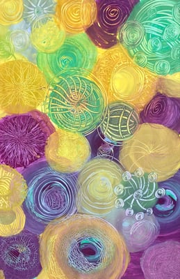 Bild 103: Unversum14_Klangraum-bunt, Mischtechnik, 70x100