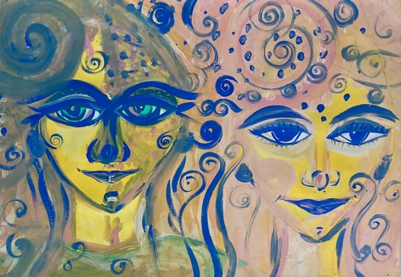 Bild 148: Hüterinnen-Archetypen_05_ Liebenden, Tempera, 35x70