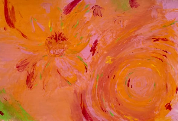 Bild 167: Blütenmeer06_orange, Tempera, 70x100