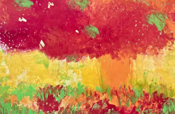 Bild 157: Baum01_Rot-gelb, Tempera, 70x100