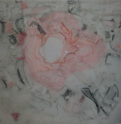 Paysage de calques n°4, 2010, calques, graphite, scotch, 100 x 100 cm