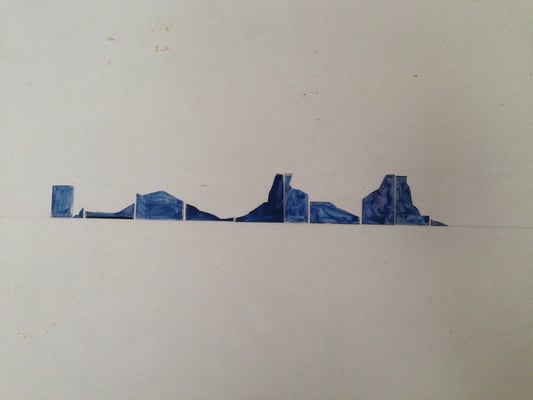 Horizon, 2015, papiers découpés, technique mixte, 4 x 31 cm