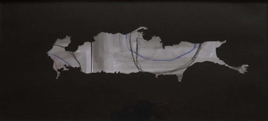 Des coupes #4, 2014, papiers découpés, lavis, graphite, 23 x 50 cm