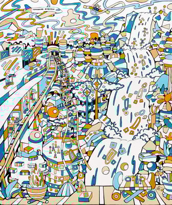 Veronika Spleiss "Fortschrittsleben" 2022 160x135 cm Acryl auf Leinwand