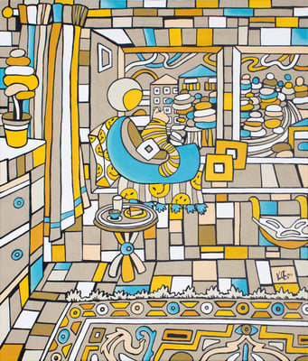 Veronika Spleiss "Auszeitleben" 2023 70x60 cm Acryl auf Leinwand