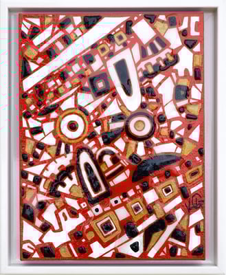 Veronika Spleiss "Aneinander Vorbei oder die Annäherung" 202ß 30x23 cm, Acryl auf Leinwand, Privatsammlung Japan