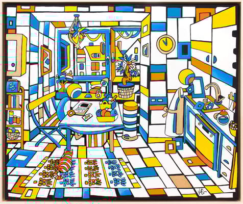 Veronika Spleiss "Sonntagsleben" 2022 50x60 cm, Acryl auf Leinwand, Privatsammlung Deutschland