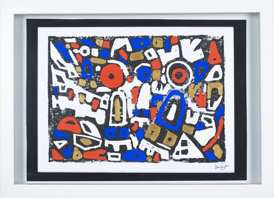 Veronika Spleiss "Die Suche" 2020 32x23 cm, Linolschnitt auf Karton, Privatsammlung Deutschland