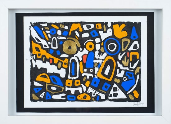 Veronika Spleiss "Die Suche" 2020 32x23 cm, Linolschnitt auf Karton, Privatsammlung Deutschland