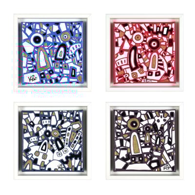 Veronika Spleiss "Gefährten" 2020 20x20 cm Acryl auf Leinwand, teilweise in Privatsammlung Deutschland