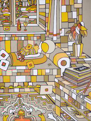 Veronika Spleiss "Entspannungsleben" 2023 80x60 cm Acryl auf Leinwand