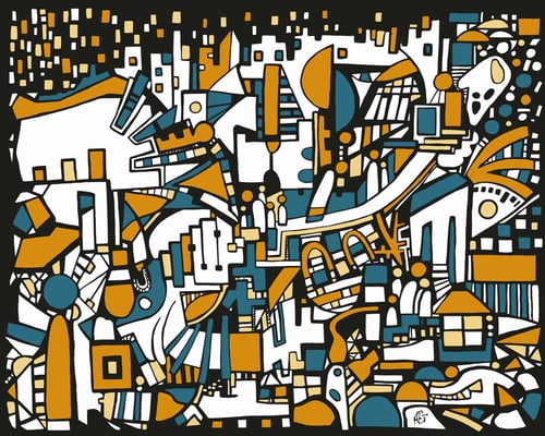 Veronika Spleiss "Town Life" 2019 80x100 cm, Acrylic on canvas, Private Collection Germany