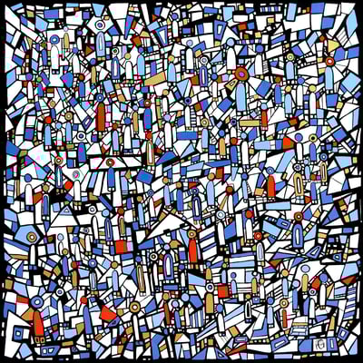 Veronika Spleiss "Swarm Life" 2019 80x80 cm, Acrylic on canvas, Private Collection Germany