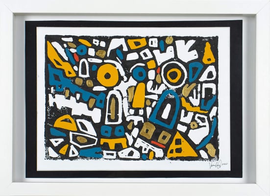 Veronika Spleiss "The Search" 2020 32x23 cm, Linocut on cardboard, Private Collection Germany