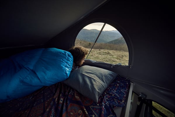Renault Trafic Aufstelldach Blick nach draußen.