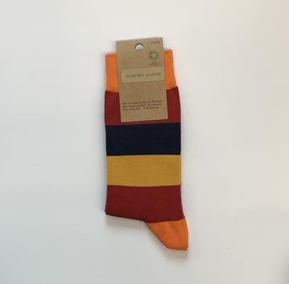 Albero Natur Socken Streifen mit rot bunt