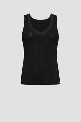 comazo earth 2778  Single Jersey mit Nadelzug schwarz Unterhemd Achselträger