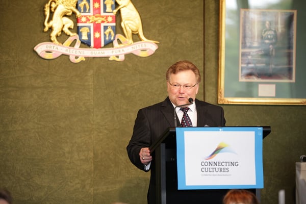 Stephen O'Doherty welcomes guests as compere for Commonwealth Day in 2012
