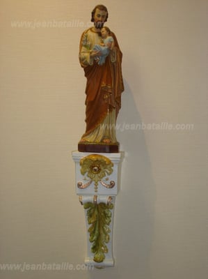 St Joseph sur console en plâtre