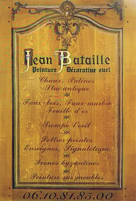 Enseigne en tôle aluminium avec imitation faux bois et lettres peintes en Caroline et Gothique avec de la commercial script