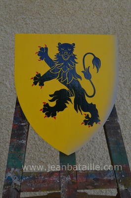 Blason du XIIIe siècle or,  Léopard de cendre rampant