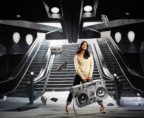 Kulissenmalerei und Malen von Elementen auf Karton für Upper Class