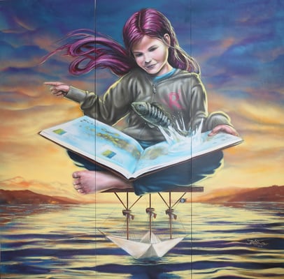 Balance: Spray can on wood, 222cm x 222 cm.