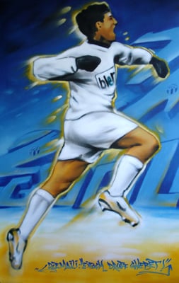 Bild für Blerim Dzemaili. Spraydose auf Leinwand, 200 cm x 120 cm