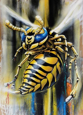The Wasp: Mischtechnik, Aqryllack und Spraydose auf Holz. 89 cm x 60 cm