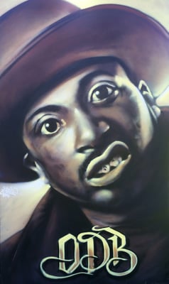 Spray can on wood, 120 cm x 220 cm. For Openair Frauenfeld