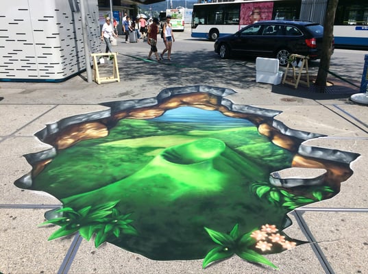3-D Floorpainting:  Für Volvic Ice Tea, Luzern