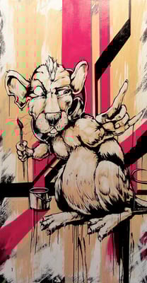 "It wasn't me!"" -Bild 2011. Mischtechnik auf Leinwand, 200 cm x 100 cm