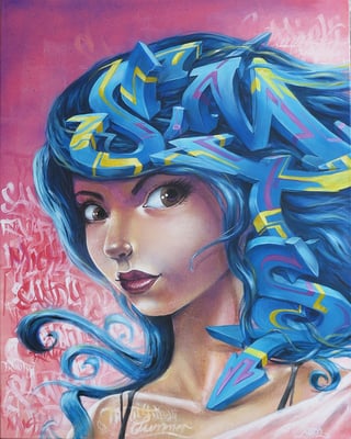 Spray can and acryl on canvas. 100 cm x 80 cm