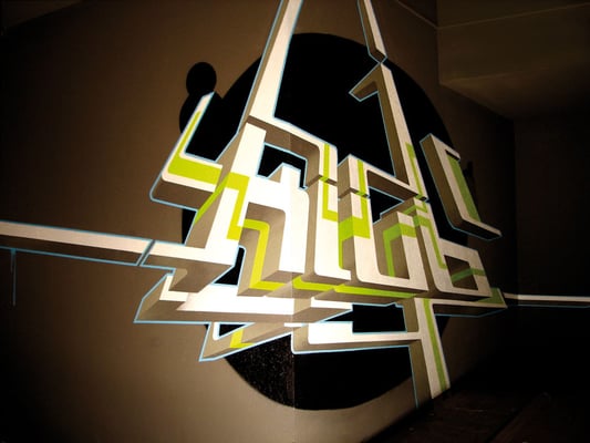 Point of view Wandgestaltung im Klub Zürich, Spraydose auf Wand