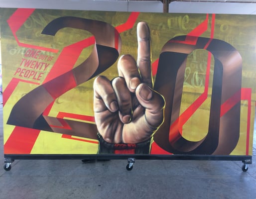 Spray can on wood, 420 cm x 240 cm. For Valencia Kommunikation