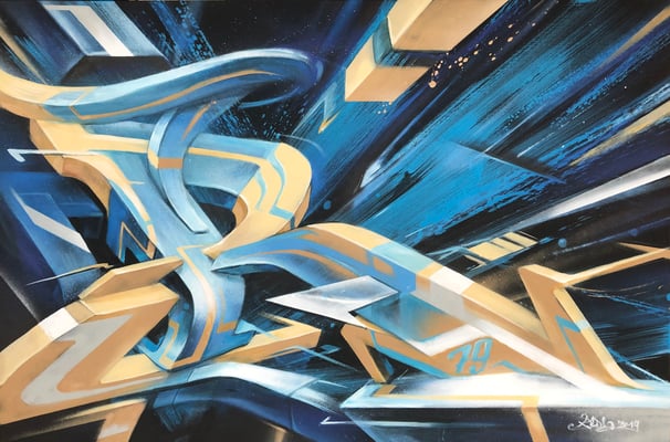 Spray can and acryl on canvas. 120 cm x 80 cm