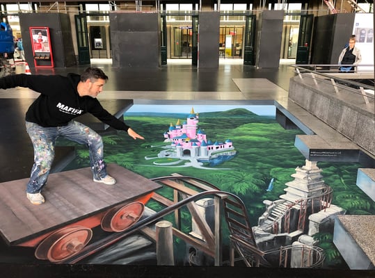 3-D Floor-painting :  Zurich, for Disney Park Paris
