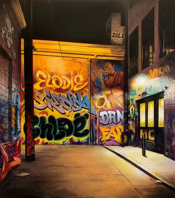 Graffiti Alley. 2020. Spray can and acryl on canvas. 199 cm x 224 cm