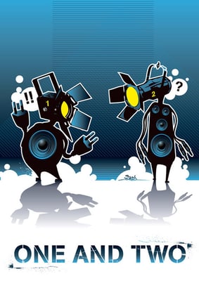 ONE AND TWO: Vektor Illustration, 42 cm 59.4 cm, Gedruckt auf Aqrylglas