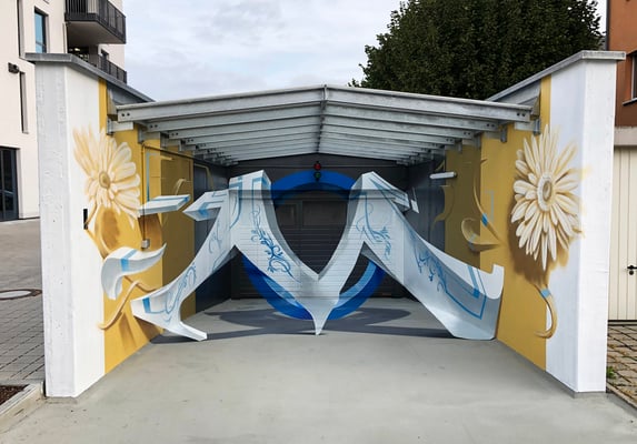 3D Anamorphic Mural and Floorpainting. The M!  2020