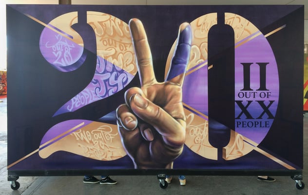 Spray can on wood, 420 cm x 240 cm. For Valencia Kommunikation