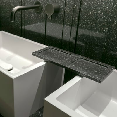 Double soapdish made from solid surface