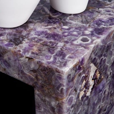 Kitchen worktop made of purple amethyst slab 