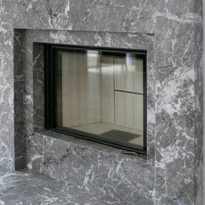 Židinio apdaila iš pilko granito akmens